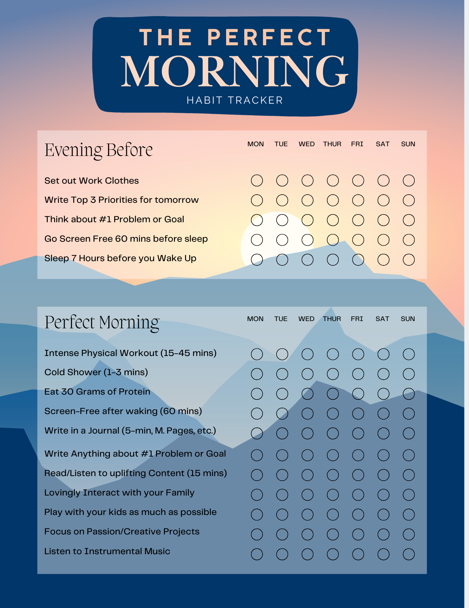 Perfect Morning Habit Tracker
